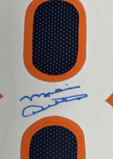 Framed Autographed/Signed Mike Ditka 35x39 Chicago Blue Stat Football Jersey JSA COA