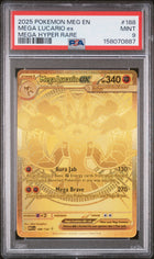 2025 Pokemon Mega Evolution Mega Hyper Rare Mega Lucario Ex #188 PSA 9