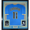 Framed Autographed/Signed Jackson Chourio 35x39 Milwaukee Blue Baseball Jersey Beckett BAS COA