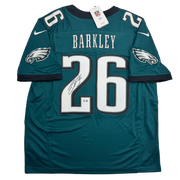 Autographed/Signed Saquon Barkley Philadelphia Eagles Green Authentic Nike Football Jersey Beckett BAS COA