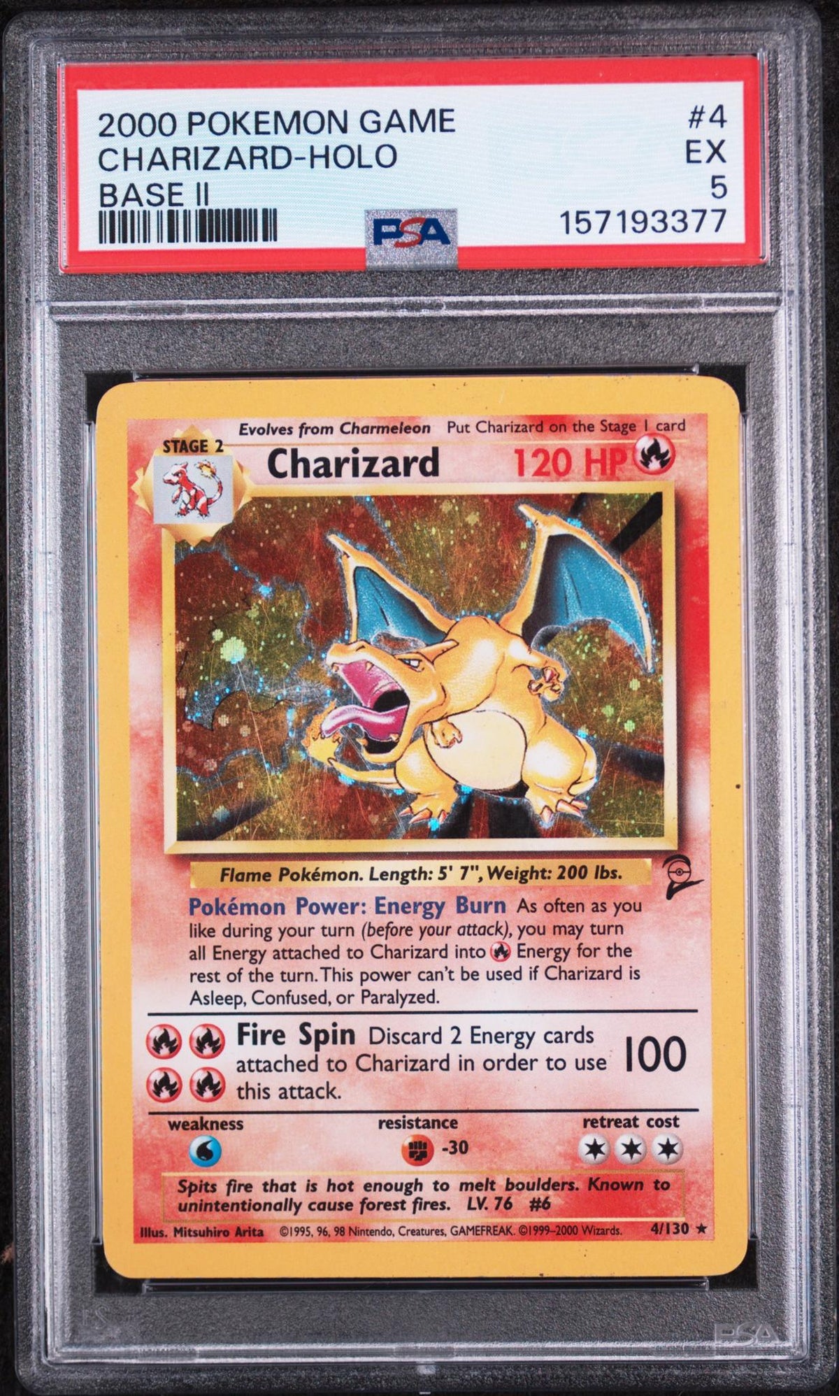 2000 Pokemon Base Set 2 Holo Charizard #4 PSA 5