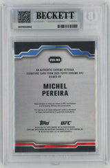 2025 Topps Chrome UFC Chrome Veteran Autographs Green Refractors Michel Pereira #CVAMA /99 BGS 9