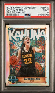 Graded 2022 Bowman Univ Caitlin Clark #TBK15 The Big Kahuna Rookie RC Basketball Card PSA 9 Mint