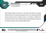 2026 Topps Now Kade Anderson #654 Red Foil /5 1st Career Win for Top MLB Pitching Prospect Seattle Mariners Rookie RC Baseball Card