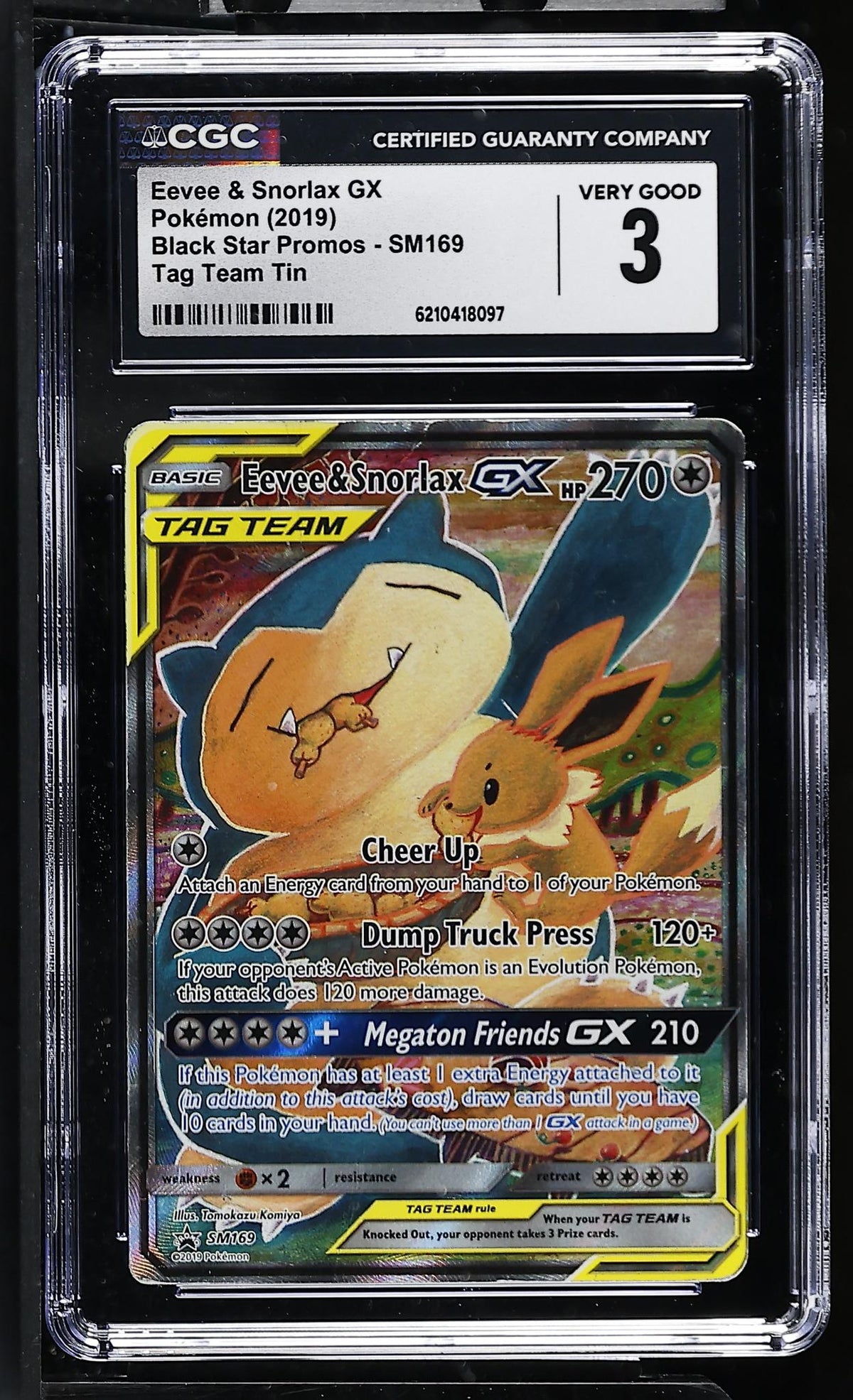 Pokémon Black Star Promos Eevee & Snorlax GX #SM169 CGC 3