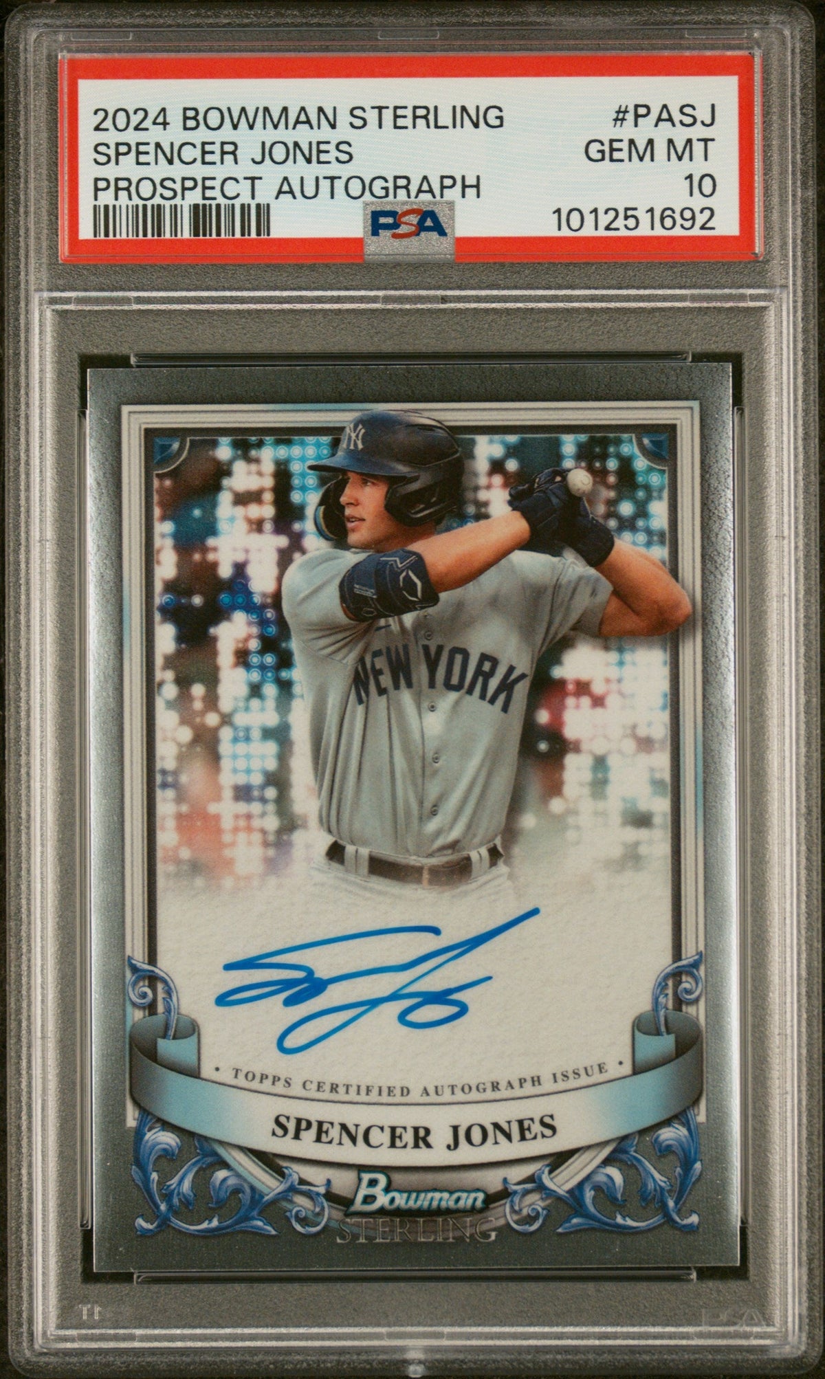 2024 Bowman Sterling Prospect Autograph Spencer Jones #PASJ PSA 10