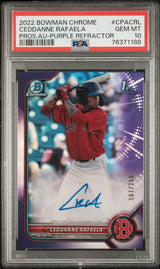 2022 Bowman Chrome Prospect Autograph Purple Refractor Ceddanne Rafaela #CPACRL /250 PSA 10