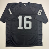 Autographed/Signed George Blanda w/ HOF 81 Oakland Black Football Jersey JSA COA