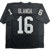 Autographed/Signed George Blanda w/ HOF 81 Oakland Black Football Jersey JSA COA