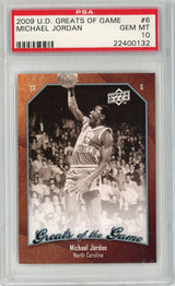 Graded 2009 UD Greats of Game Michael Jordan #6 Basketball Card PSA 10 Gem Mint