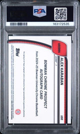 Graded 2024 Topps Bowman Chrome U Alex Karaban #100 Black Gold Stealth Autograph Rookie RC Basketball Card PSA 7 Auto 9 Mint