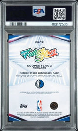 Graded 2025 Topps Chrome Cooper Flagg #FS-CF Future Stars Autograph Rookie RC Basketball Card PSA 9 Mint PSA 10 Auto Gem Mint