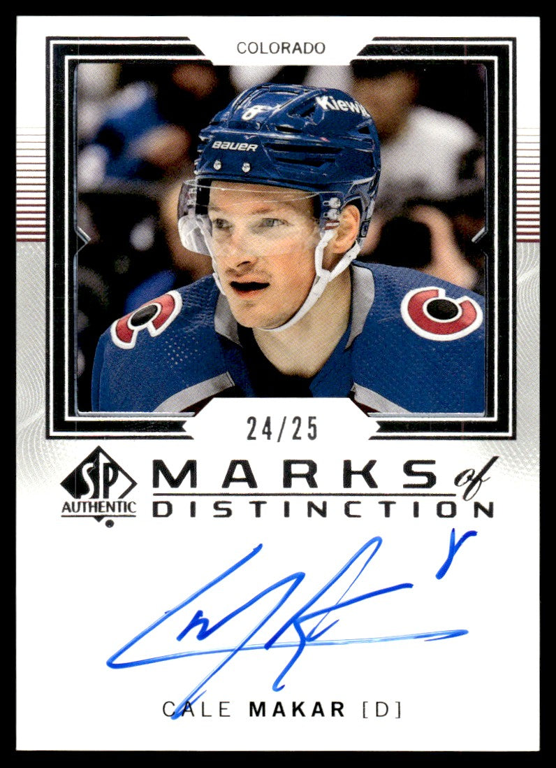 2024 Upper Deck Sp Authentic Md-Cm Cale Makar Marks Of Distinction /25 Colorado Auto