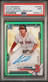 2021 Bowman Chrome Prospect Autographs #CPABJ Blaze Jordan Chr.Pros.Auto-Green Ref. PSA 9 #/250