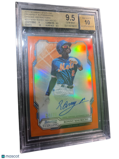 2019 Bowman Sterling Prospect Auto Orange Ronny Mauricio #Bsparm BGS 9.5 Auto 10