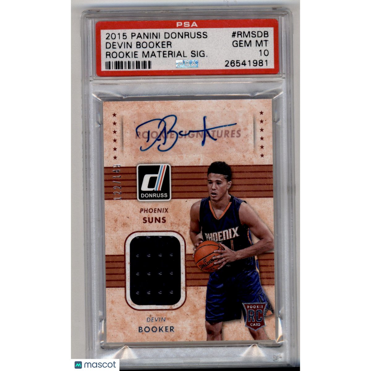 2015 Panini Donruss Rookie Material Signatures Devin Booker #Rmsdb Sig. PSA 10