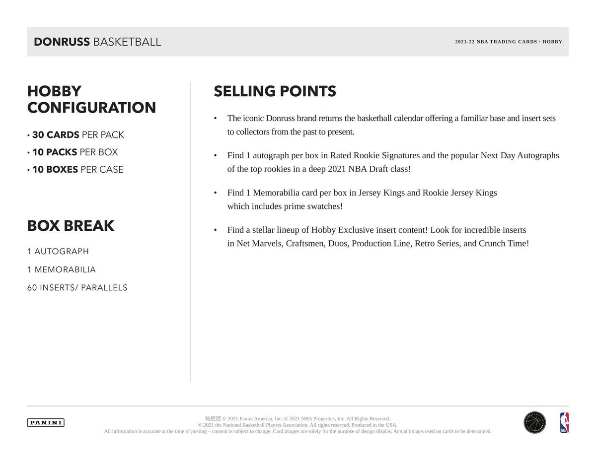 2021-22 Panini Donruss Basketball Hobby Box
