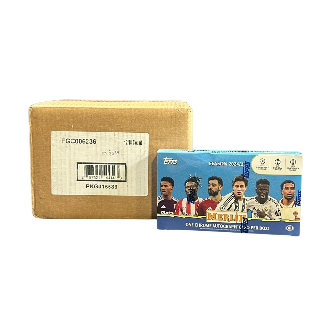 2024-25 Topps UEFA Club Competitions Merlin Chrome Soccer Hobby 12-Box Case