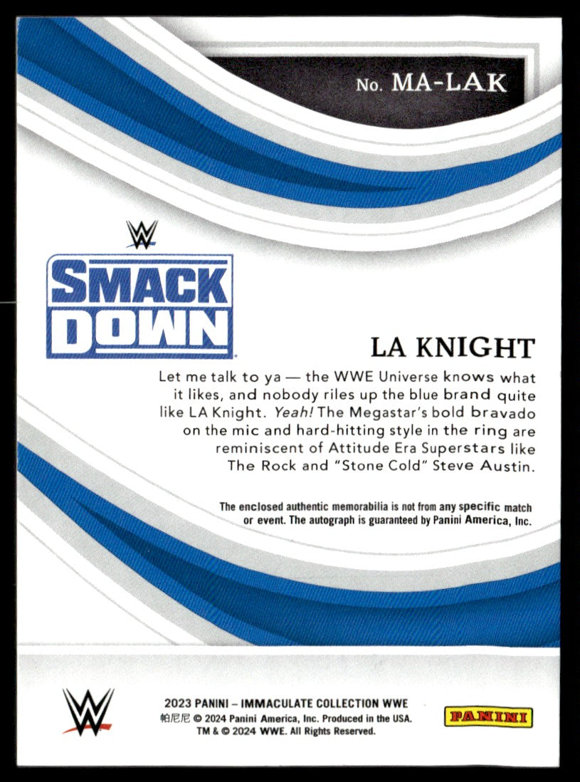 2023 Panini Immaculate Memorabilia La Knight #Ma-Lak Auto Patch /8