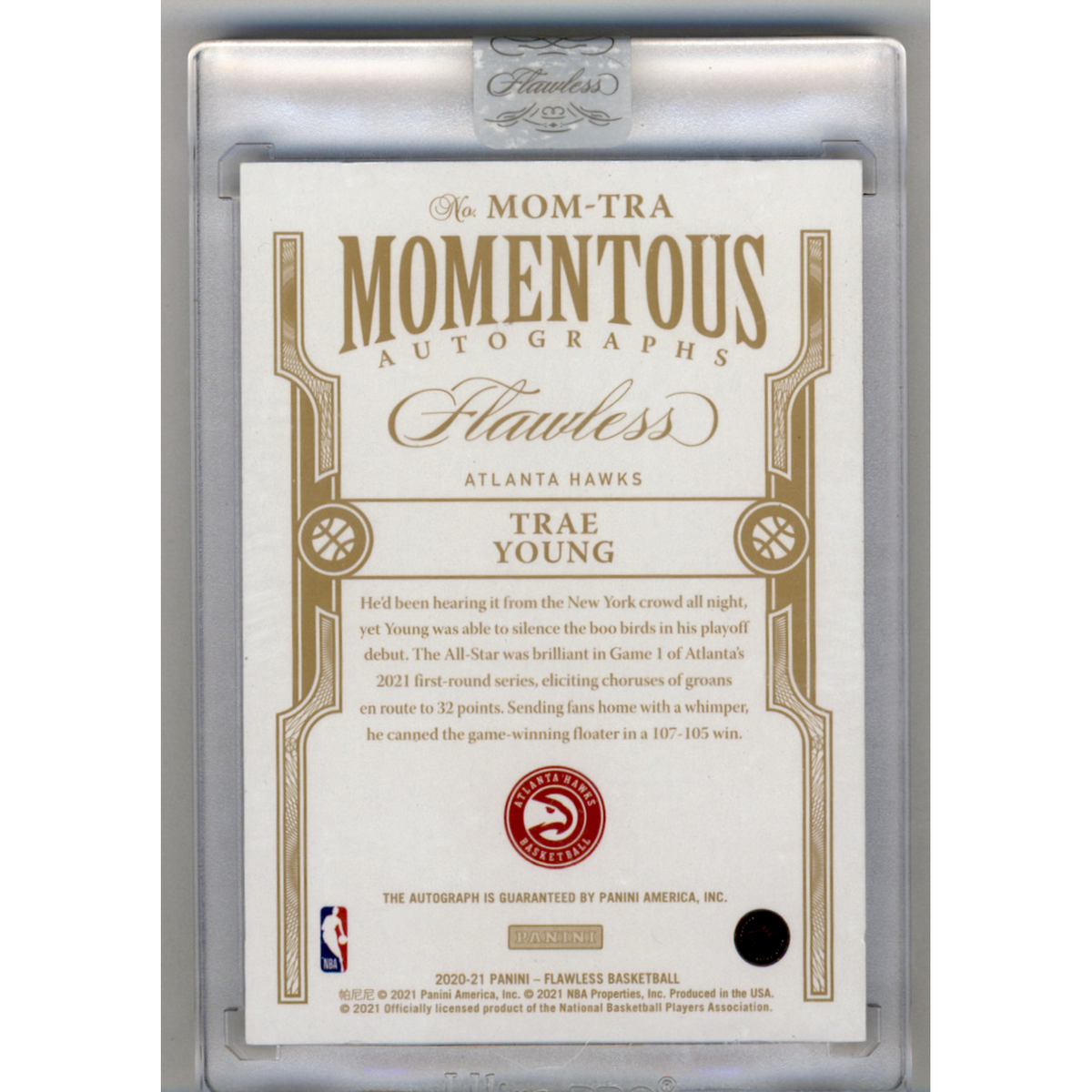 2021 Panini Flawless Momentous Autographs Trae Young #Mom-Tra