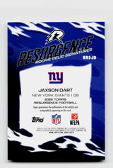 2025 Topps Resurgence Jaxson Dart #RRS-JD Rookie Relic Signatures Jumbo Player-Worn Patch Auto Blue Surge RC /99