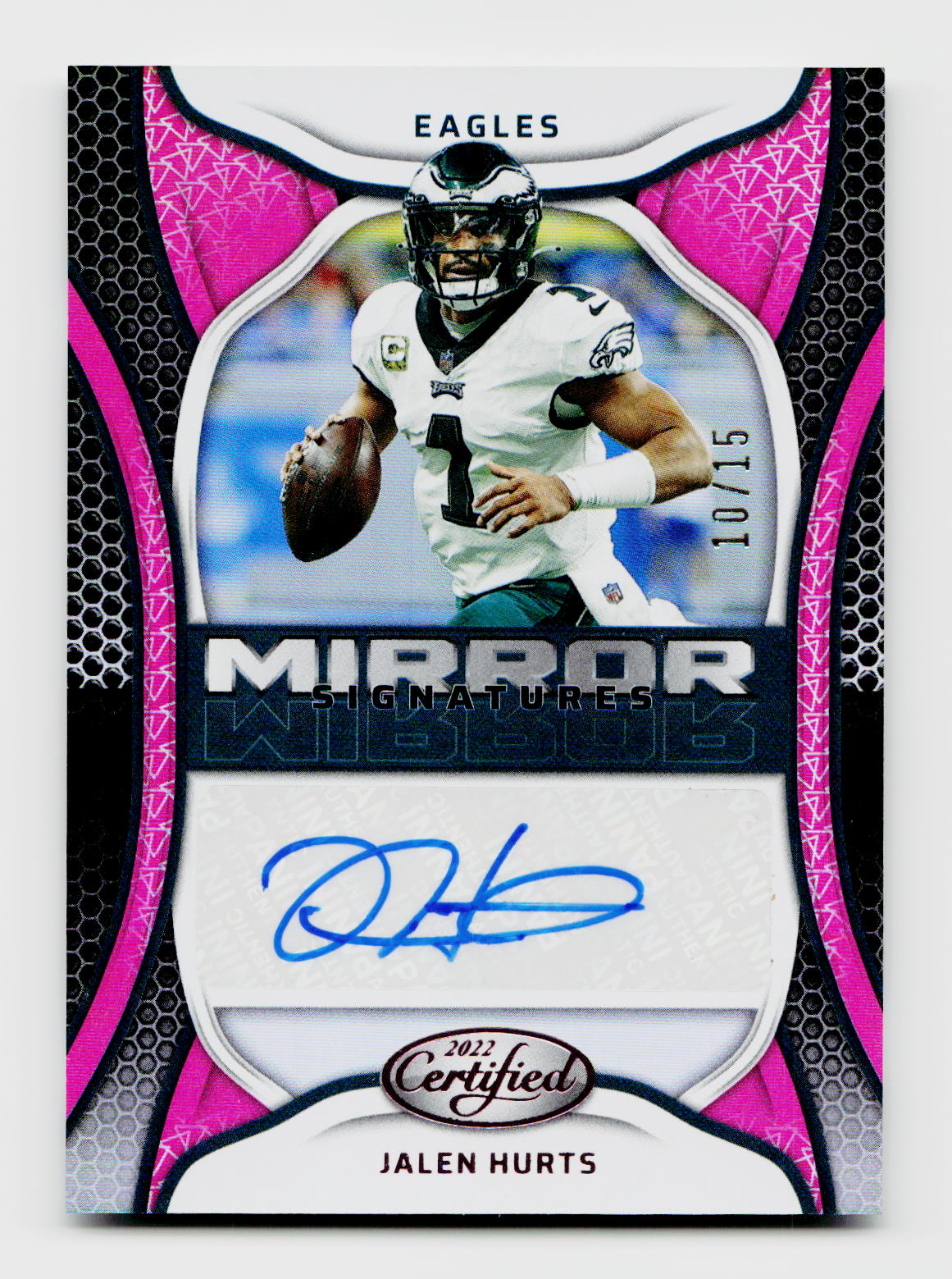 2022 Panini Certified Jalen Hurts #MS-JH Mirror Signatures Auto Pink SSP /15