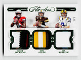 2023 Panini Flawless Collegiate Lamar Jackson/Josh Allen/Joe Burrow #LP-JAB Triple Memorabilia Patch Emerald SSP /5