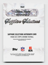 2025 Topps Chrome Sapphire Selections Ashton Jeanty #SSA-AJ Rookie RC Auto Gold /50