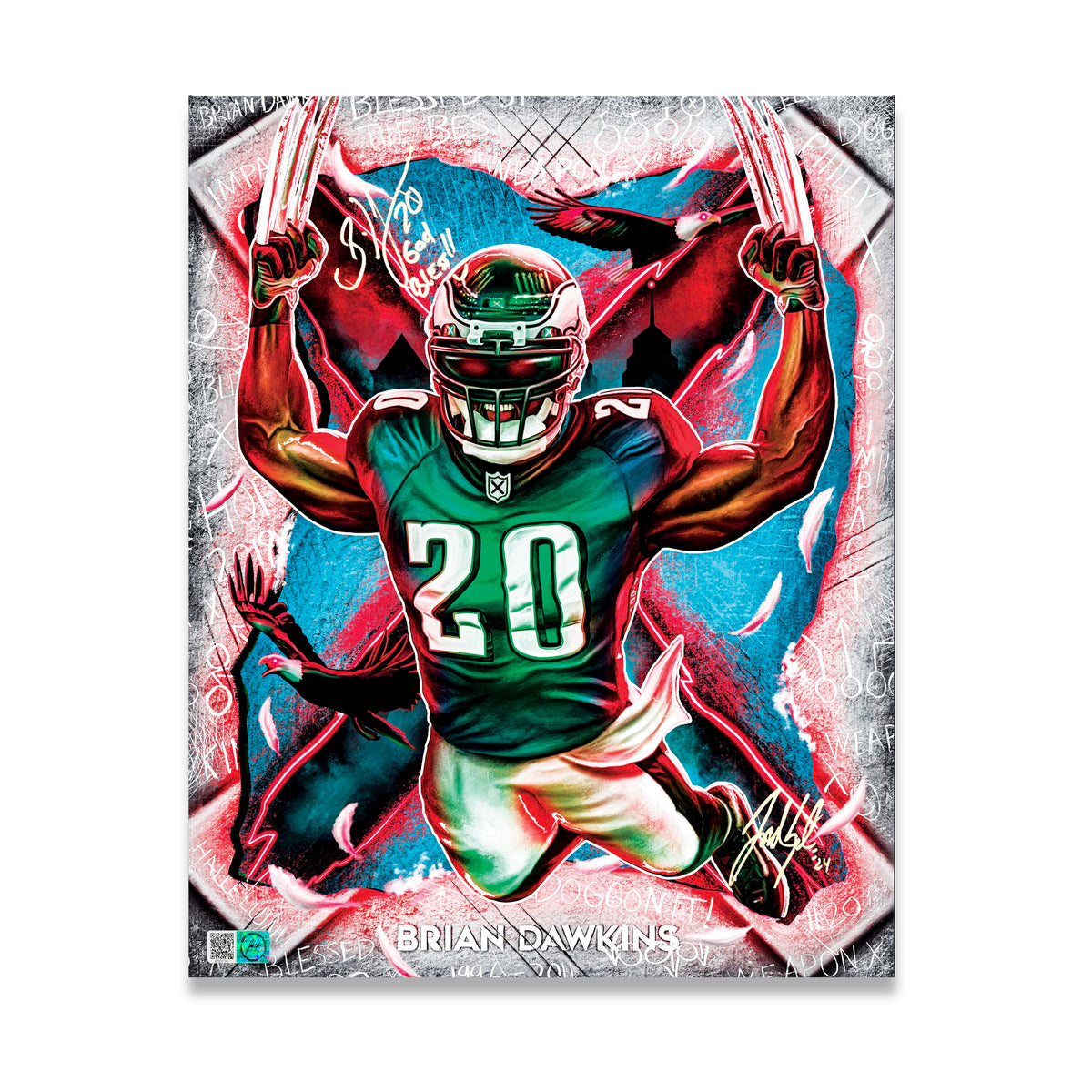 IMMORTALSTM BRIAN DAWKINS "RELENTLESS" LEGACY FINE ART EDITION – DUAL AUTOGRAPH