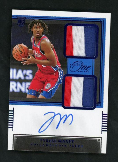2020 Panini One And One Rdj-Tym Tyrese Maxey Rookie Vg Philadelphia 76Ers Auto