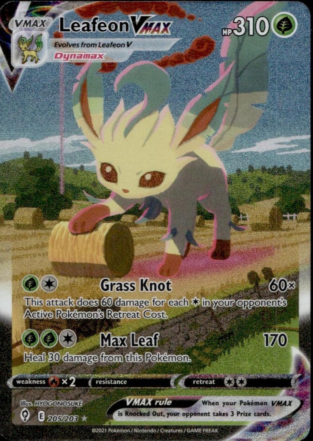 2021 Pokemon Sword & Shield Evolving Skies Leafeon Vmax 205/203