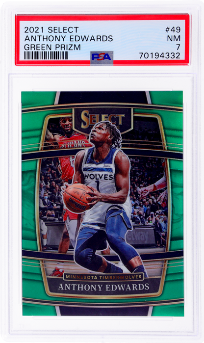 2021 Panini Select #49 Anthony Edwards Concourse Green Prizm /5 PSA 7 70194332