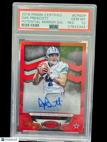 2016 Panini Certified Potential Mirror Signatures Dak Prescott #Cpsdp Red PSA 10