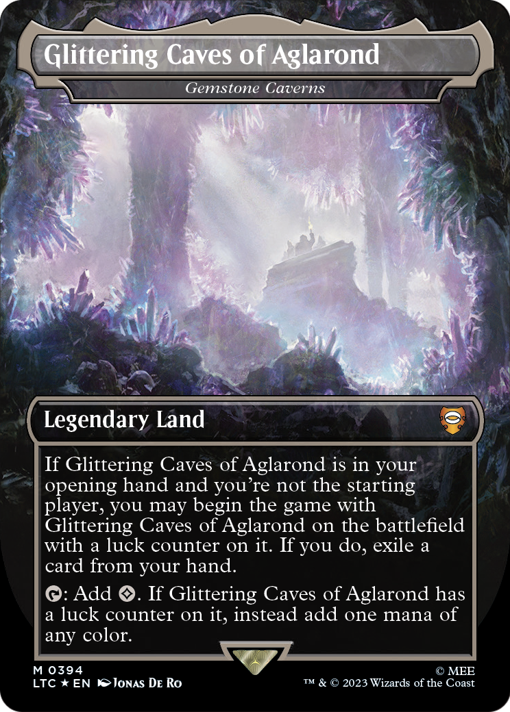 Glittering Caves of Aglarond - Gemstone Caverns (Borderless) (Surge Foil) - Commander: The Lord of the Rings: Tales of Middle-earth (LTC)