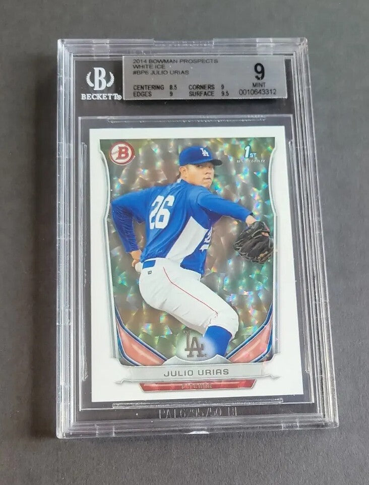 2014 Bowman Julio Urías #Bp6 White Ice Rookie BGS 9