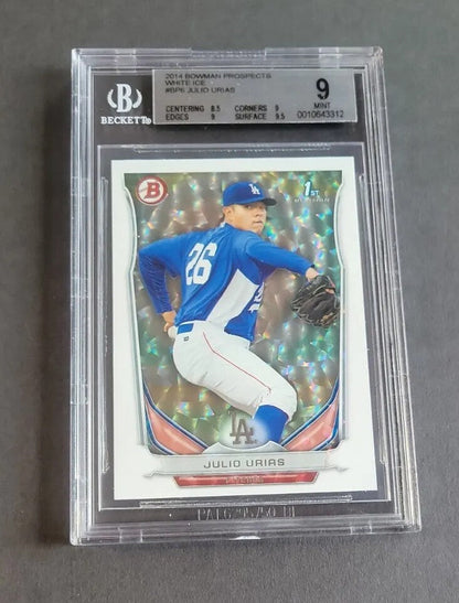 2014 Bowman Julio Urías #Bp6 White Ice Rookie BGS 9