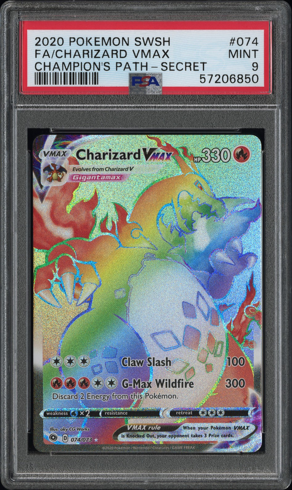 Fa/Charizard Vmax #074 Champion's Path - 2020 Pokemon Swsh - PSA 9