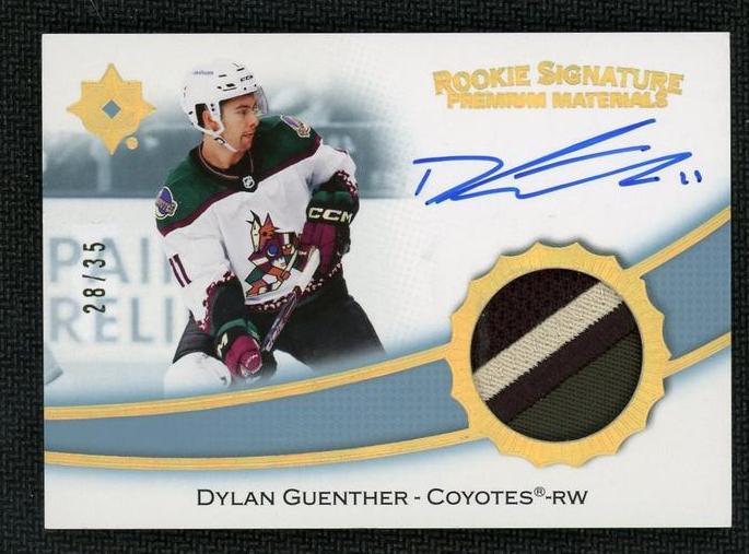 2022 Upper Deck Ultimate Collection Rsp-Dg Dylan Guenther Rookie Signature Premium Materials Rookie /35 Coyotes Auto