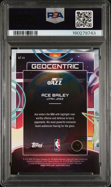 Ace Bailey 2025-26 Topps Chrome Cosmic Geocentric Ssp Rc PSA 9