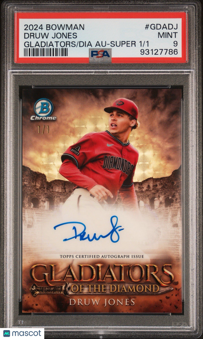 2024 Bowman Druw Jones #Gda-Dj Superfractor 1/1 Parallel Rookie Chase PSA