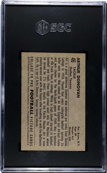 1952 Bowman Small Art Donovan #46 Rc Sgc 6