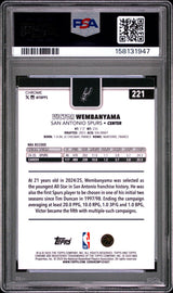 2025 TOPPS CHROME 221 VICTOR WEMBANYAMA X-FRACTOR PSA 10