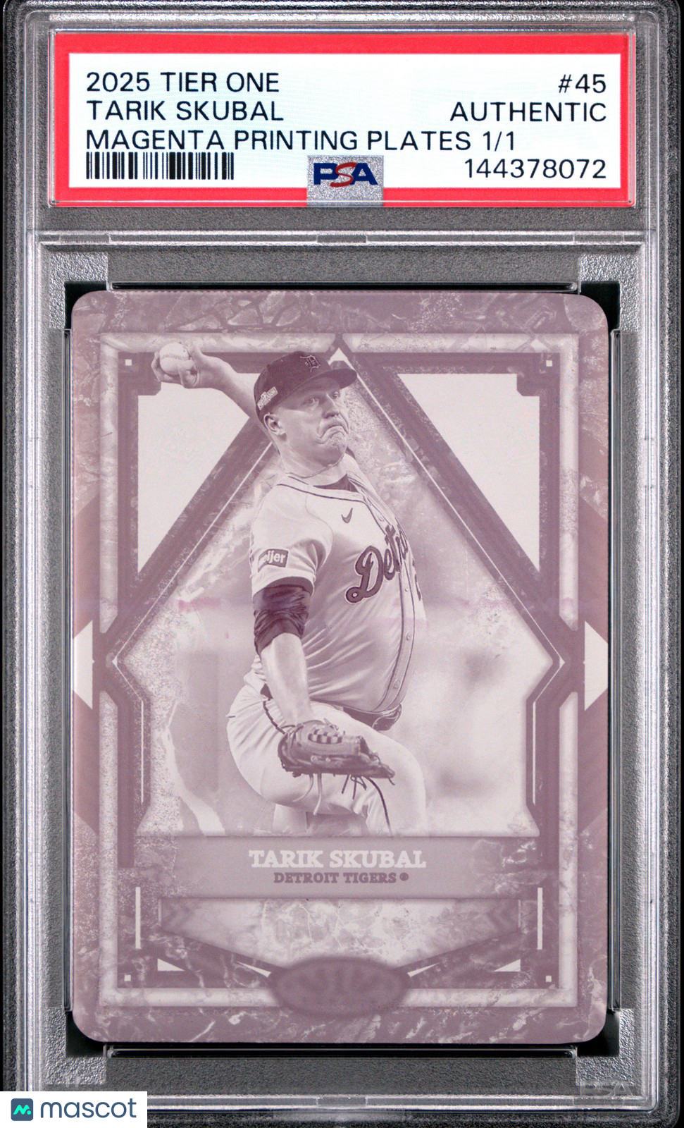2025 Topps Tier One Tarik Skubal #45 Magenta Printing Plates 1/1 1/1 PSA