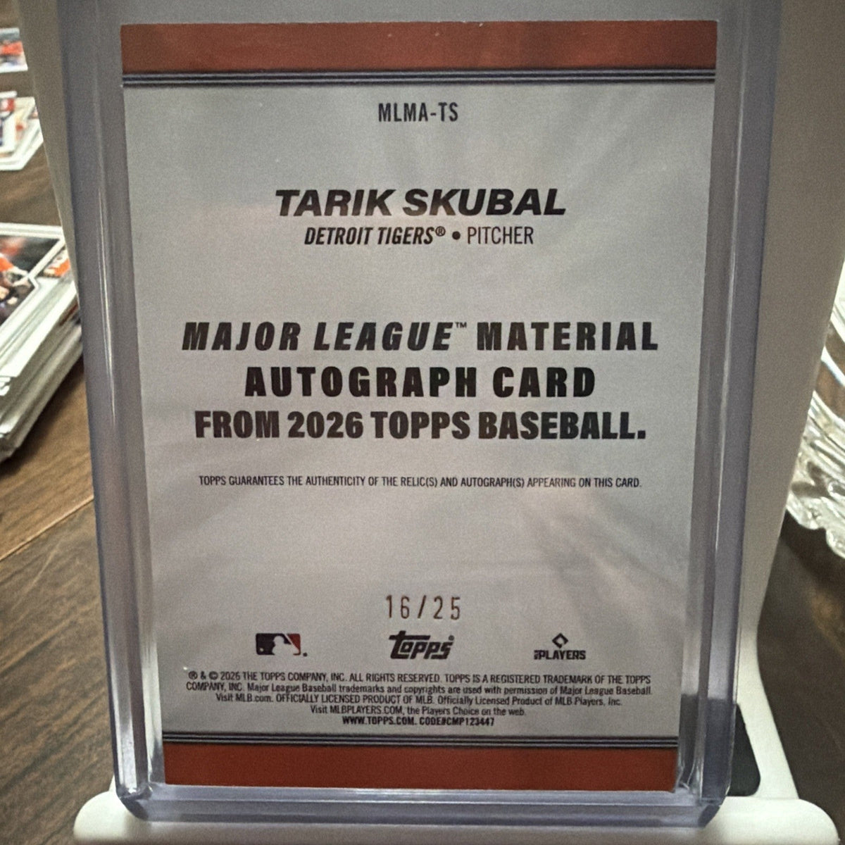 2026 Topps Series 1 Tarik Skubal #Mlma-Ts Orange Parallel/Variety Memo