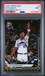 Graded 2025 Topps Now Ace Bailey #9 FoilFractor 1/1 Rookie RC Basketball Card PSA 9 Mint