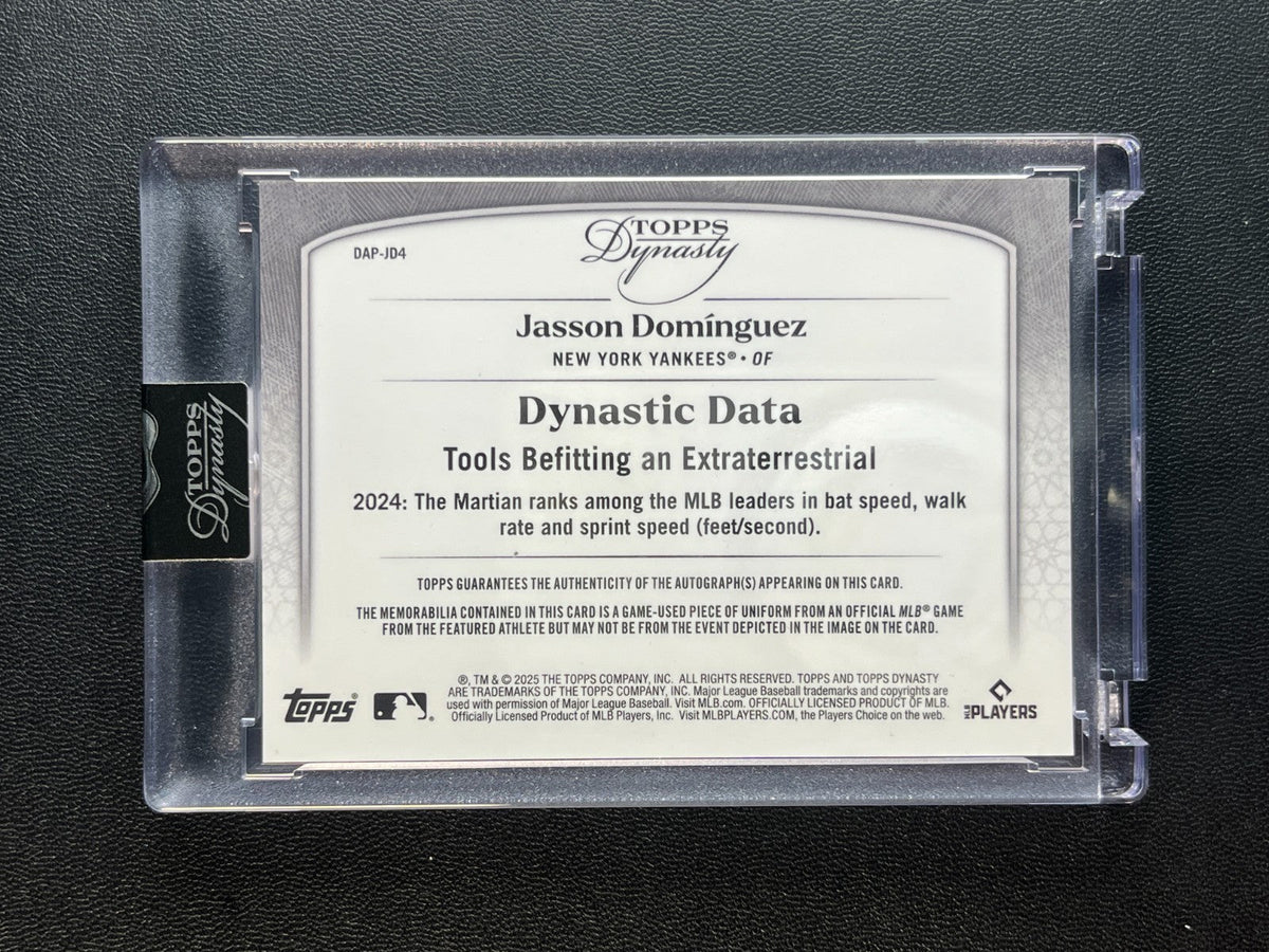 2025 Topps Dynasty Dynastic Data Jasson Dominguez Gu Patch Auto 09/10 Sealed