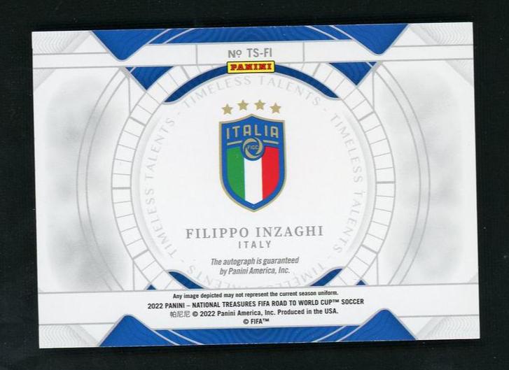 2022 Panini Ts-Fi Filippo Inzaghi Timeless Talents /99 Italy Auto