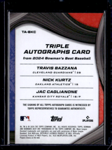 2024 Bowman's Best #TA-BKC Travis Bazzana / Jac Caglianone / Nick Kurtz Triple Autographs Gold Refractors #/50