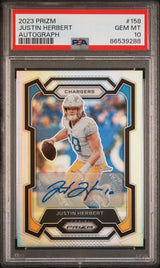 2023 PANINI PRIZM 158 JUSTIN HERBERT AUTOGRAPH PSA 10