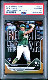 Graded 2025 Topps Now Nick Kurtz #OS2 Offseason Gold Foil /50 Rookie RC Baseball Card PSA 10 Gem Mint